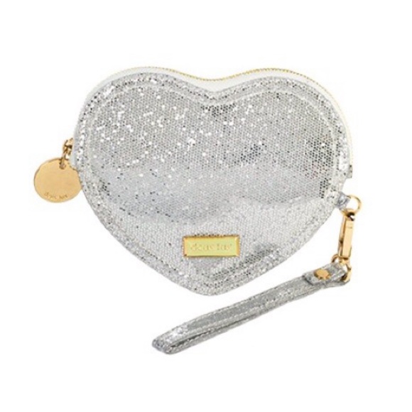Deux Lux Handbags - Deux Lux Heart Shaped Silver Sparkle Baby Pouch